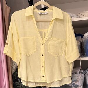 Zara Soft Yellow Button-Up Shirt